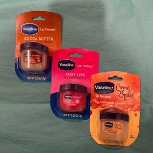 3 pack Vaseline Lip Therapy- Cocoa Butter, Rosy Lips, and Crème Brûlée!
